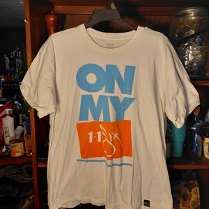 Casual White and Orange Graphic Tee